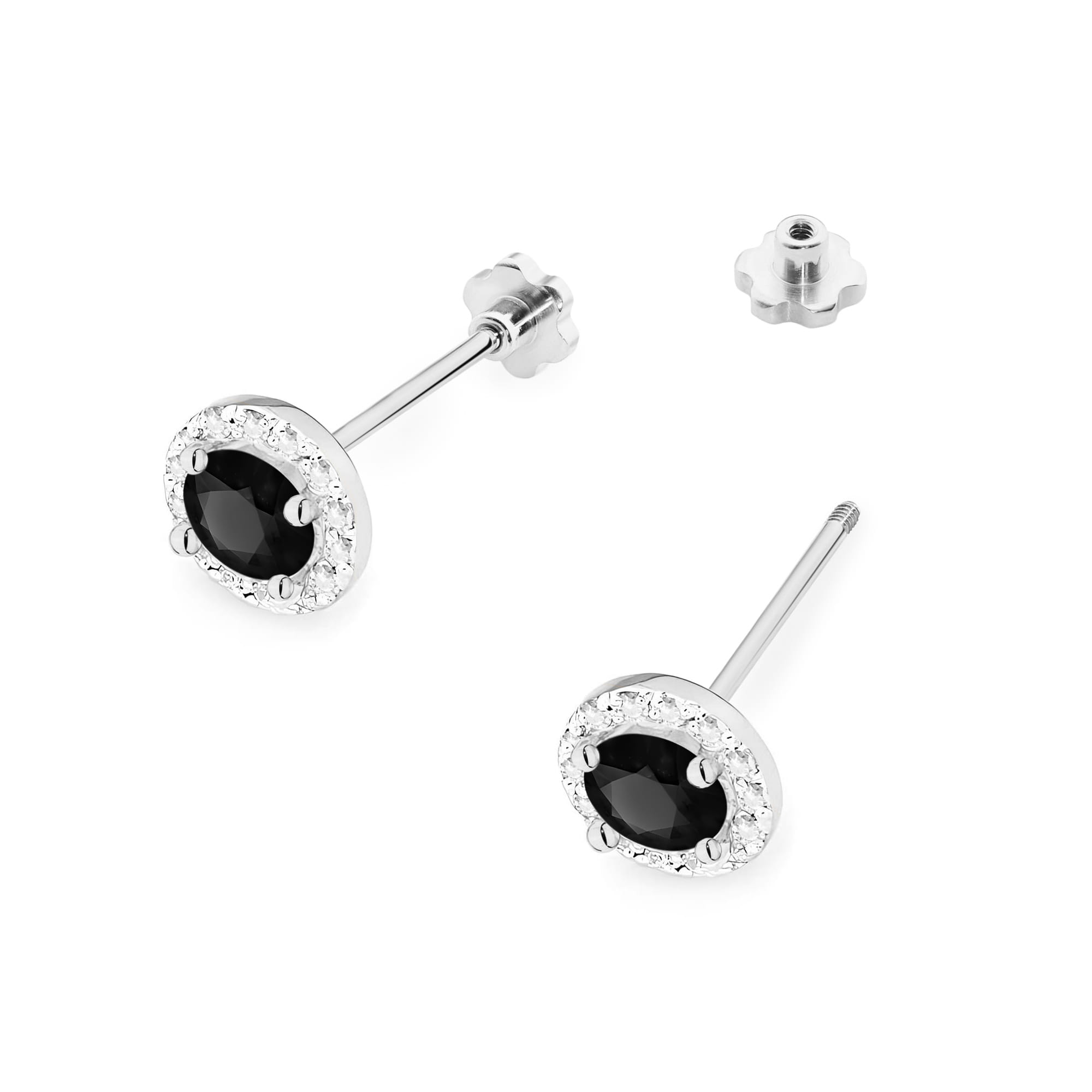 Cercei Aur 14K Cu Diamante Negre 2 x 0.50ct Șurub Stud Model K0509