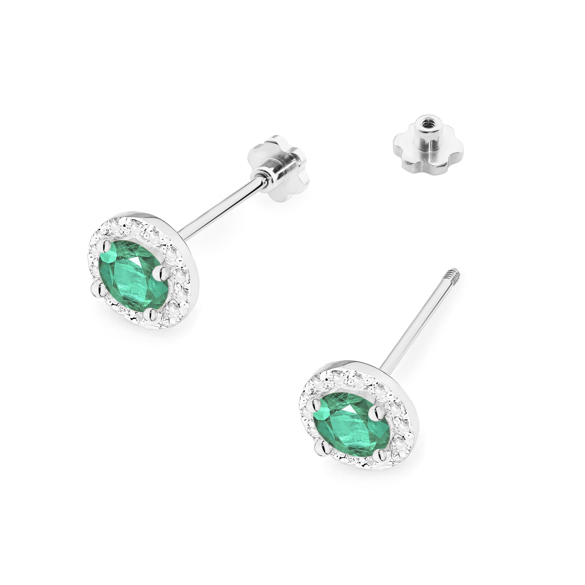 Cercei Aur 14K K0509 Smarald 2 x 0,50ct