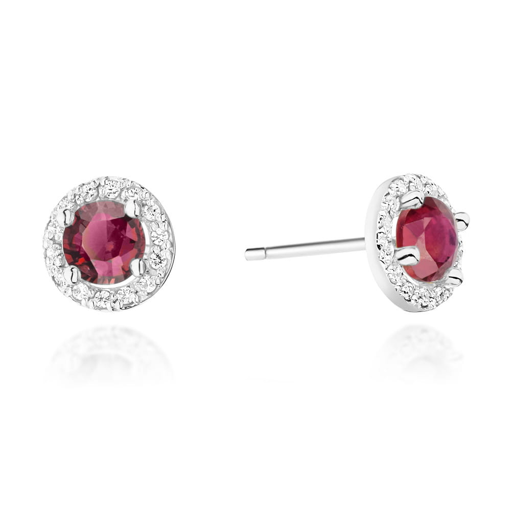 Cercei Aur 14K cu Rubin 1.20 ct si Diamante 0.24 ct
