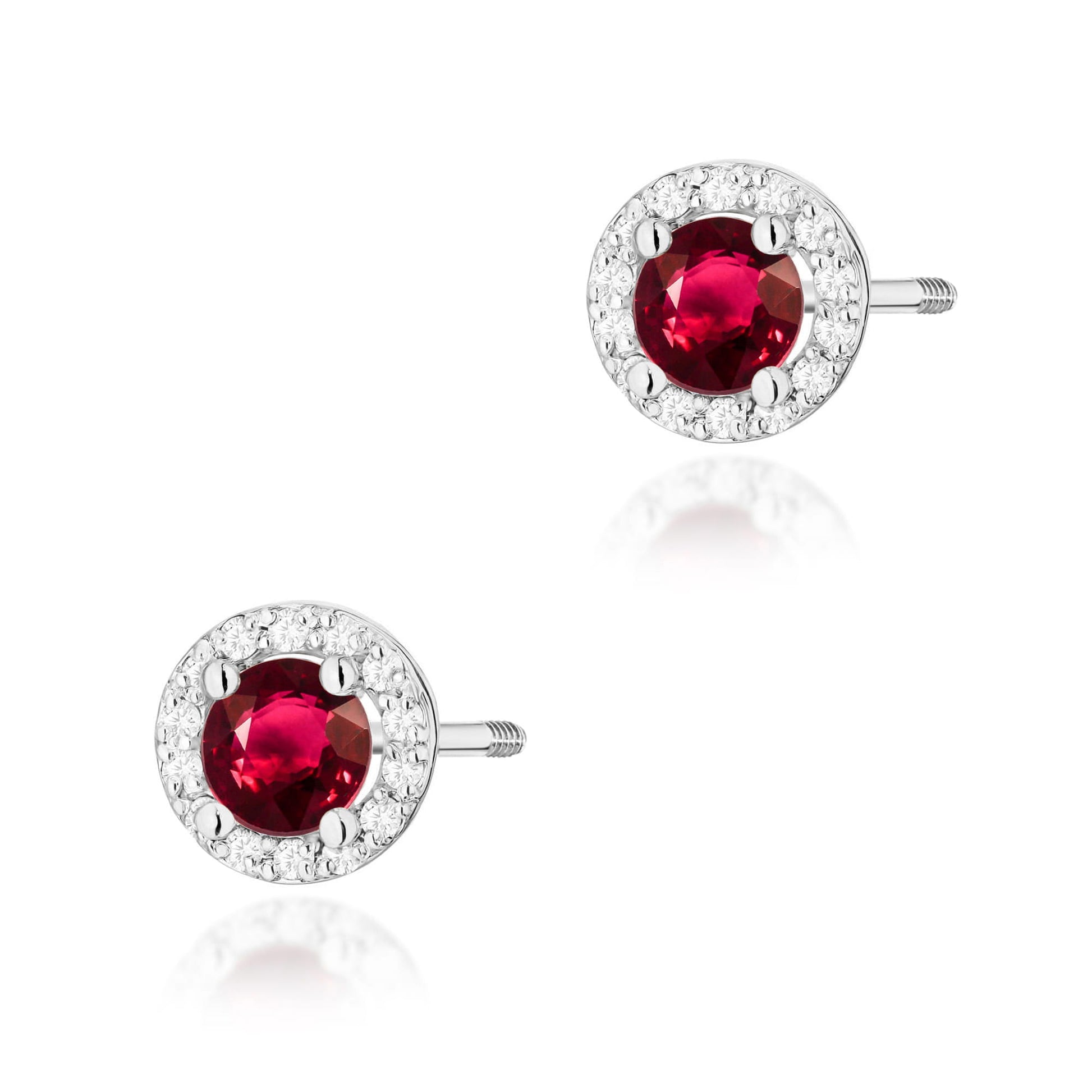 Cercei Aur 14K K0509 Ruby 2 x 0.60ct Cu Șurub