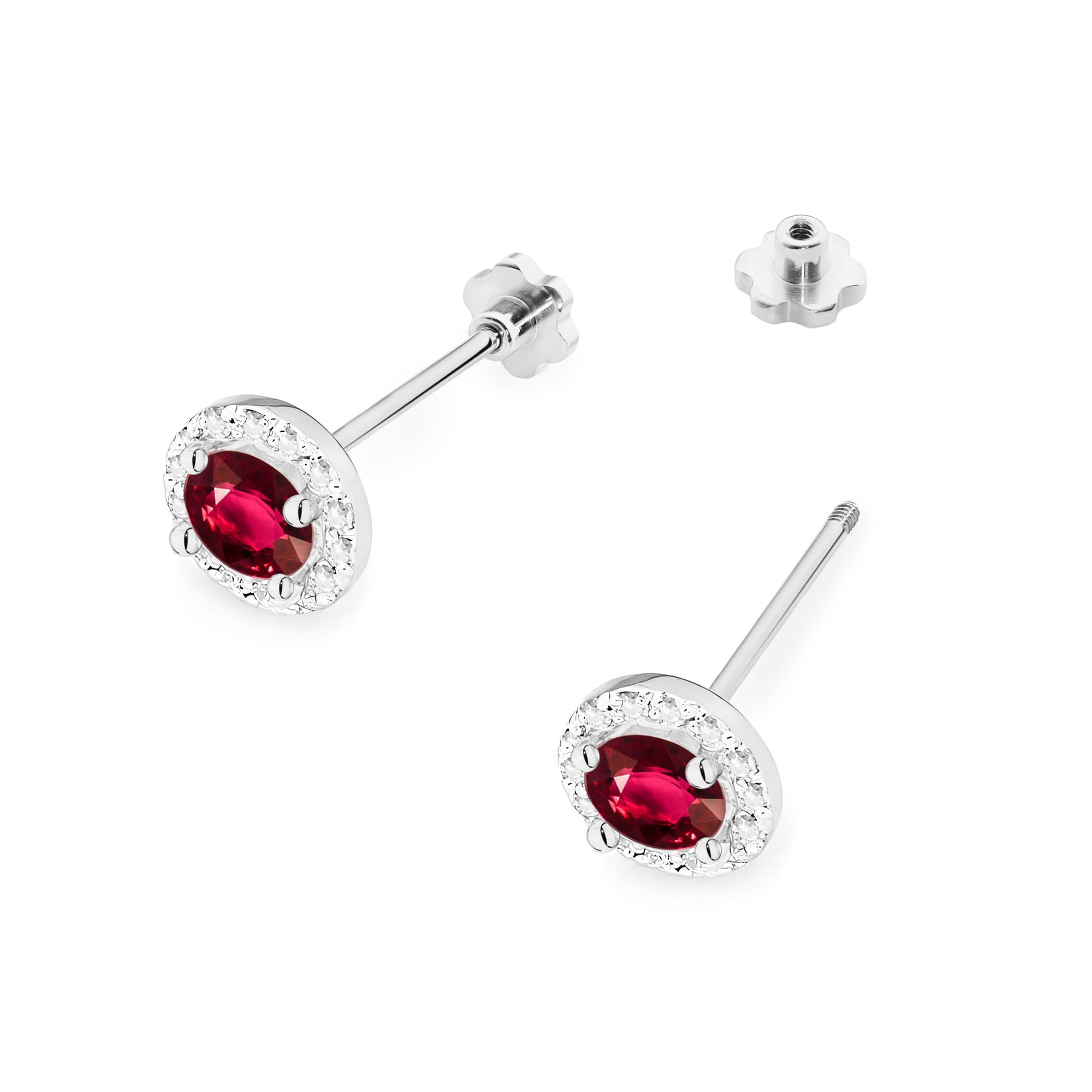 Cercei Aur 14K K0509 Ruby 2 x 0.60ct Cu Șurub