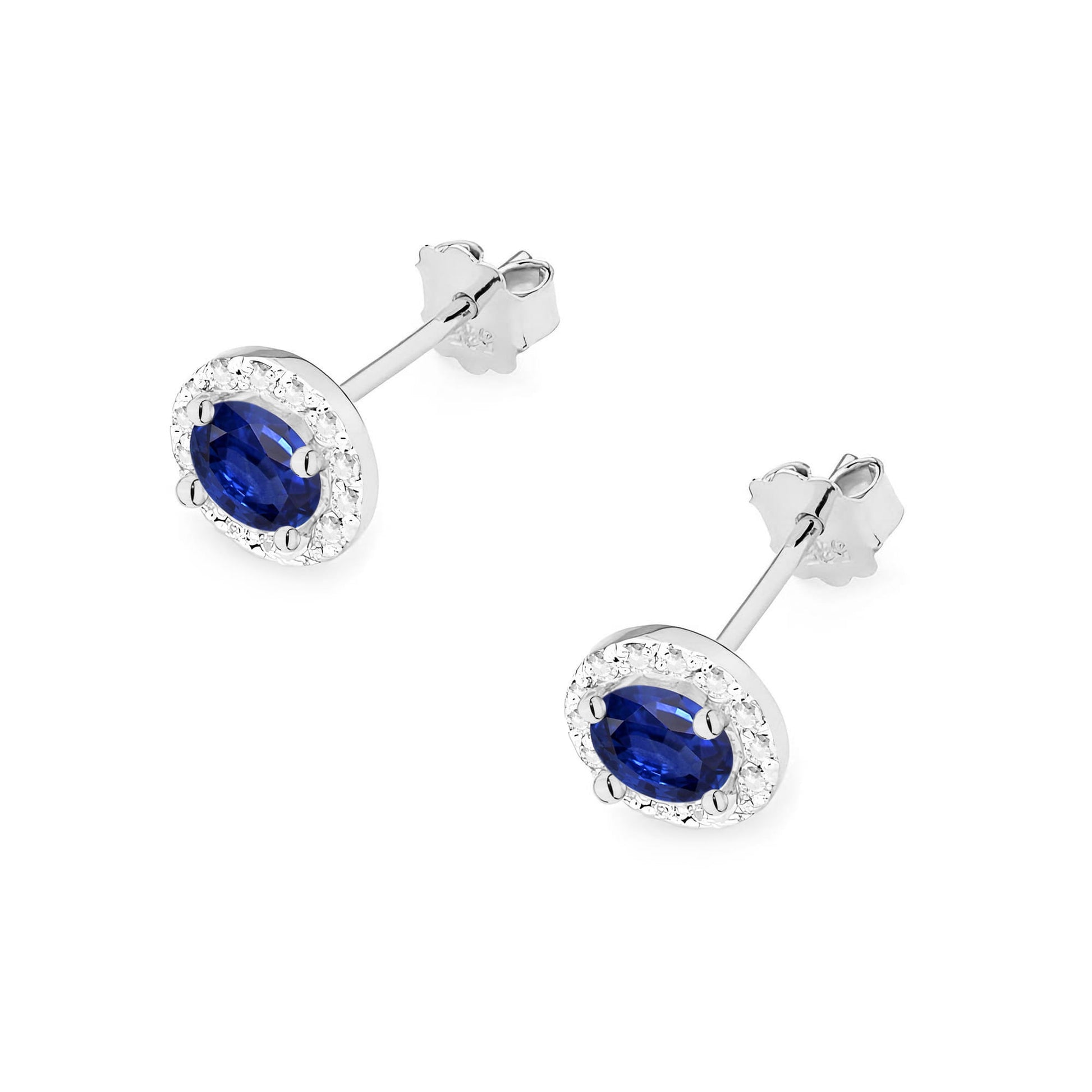 Cercei Aur 14K cu Safir 1.00 ct si Diamante Naturale 0.24 ct