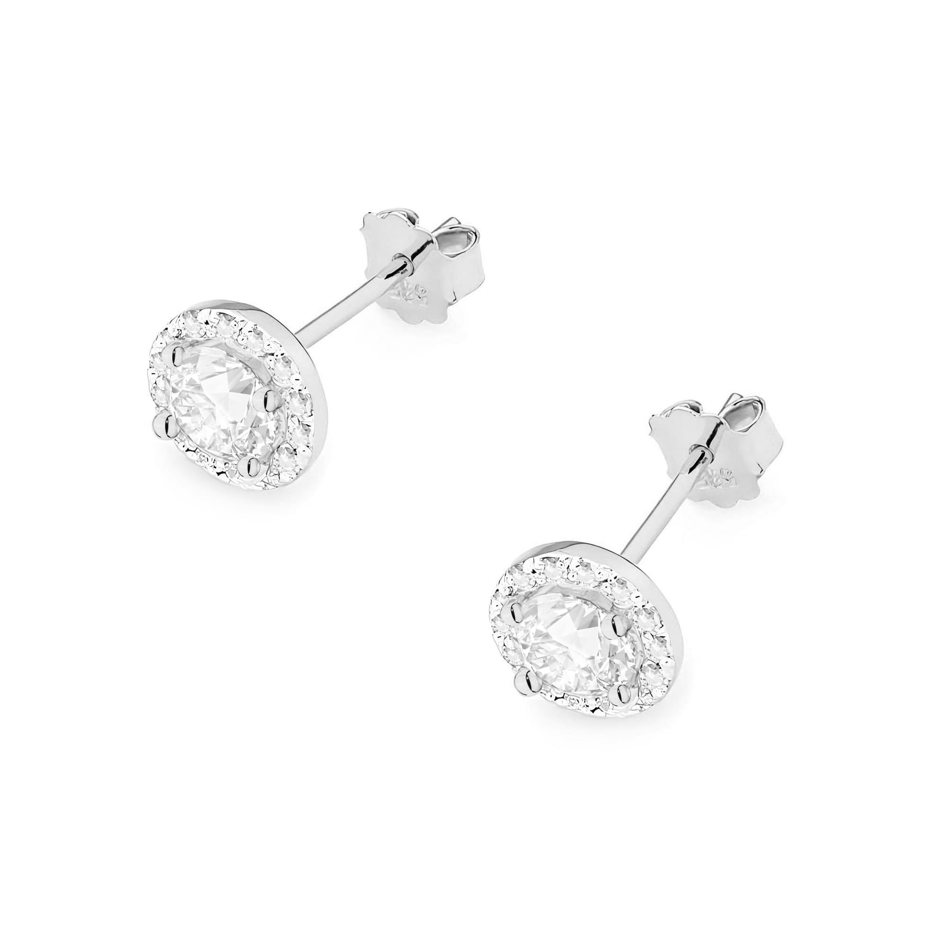Cercei Aur 14K K0509 Safir Alb 2 x 0,60ct