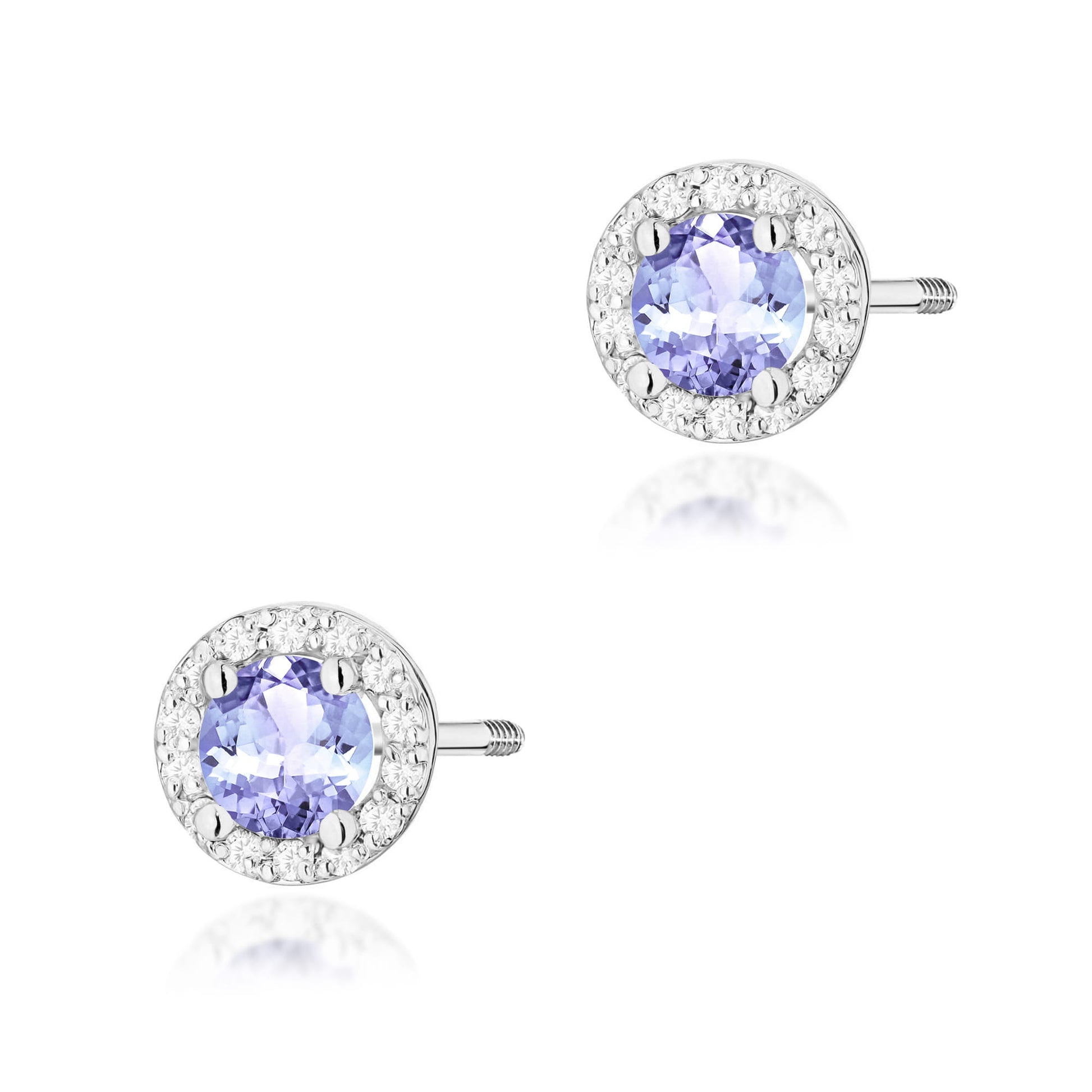 Cercei Aur 14K K0509 Tanzanit 2 x 0,50ct cu Diamante 0,241ct