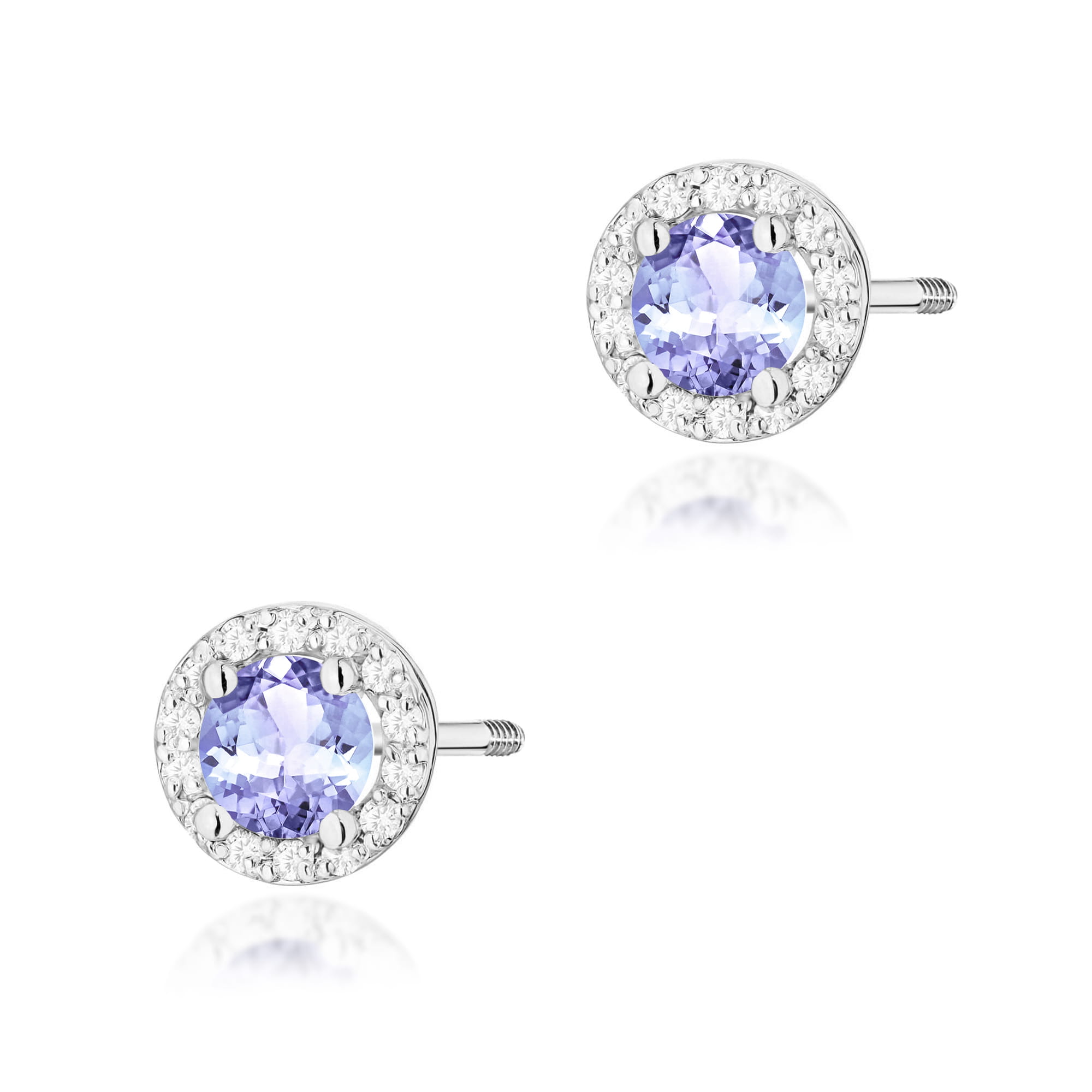 Cercei Aur 14K K0509 Tanzanit 2 x 0,50ct cu Diamante 0,241ct