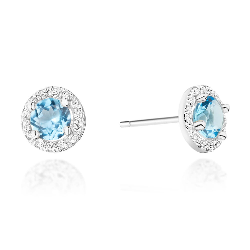 Cercei Aur 14K cu Topaz 1.00 ct si Diamante 0.24 ct