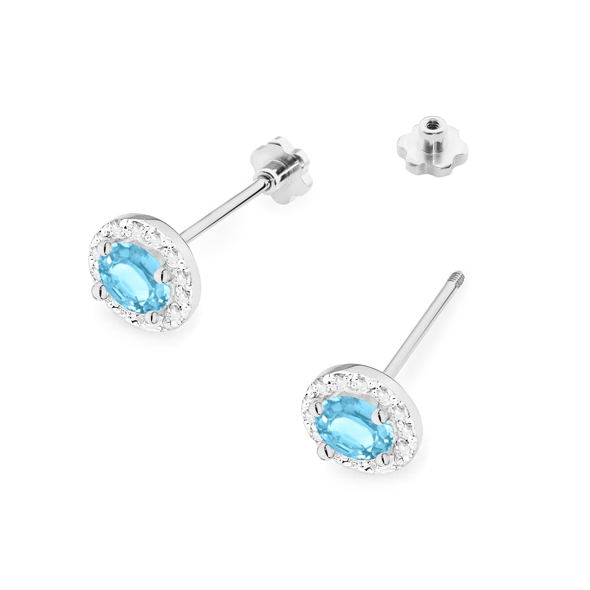 Cercei Aur 14K K0509 Topaz Swiss 2 x 0,50ct cu Diamante 0,241ct