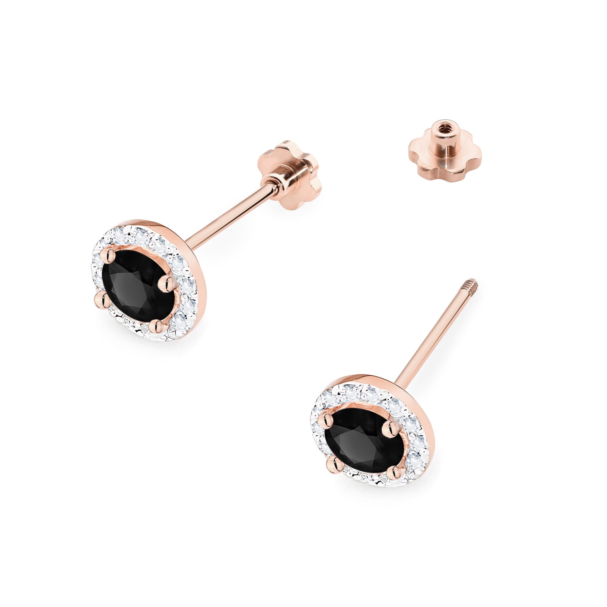 Cercei Aur 14K Cu Diamante Negre 2 x 0.50ct Șurub Stud Model K0509