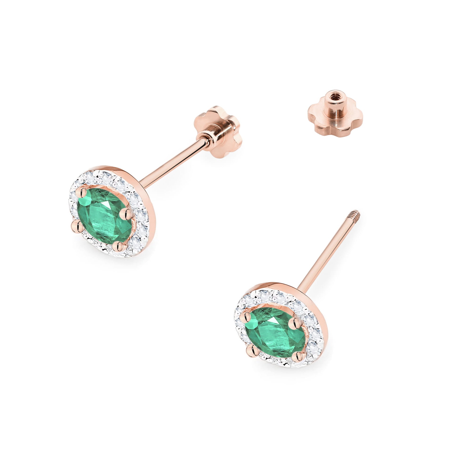 Cercei Aur 14K K0509 Smarald 2 x 0,50ct