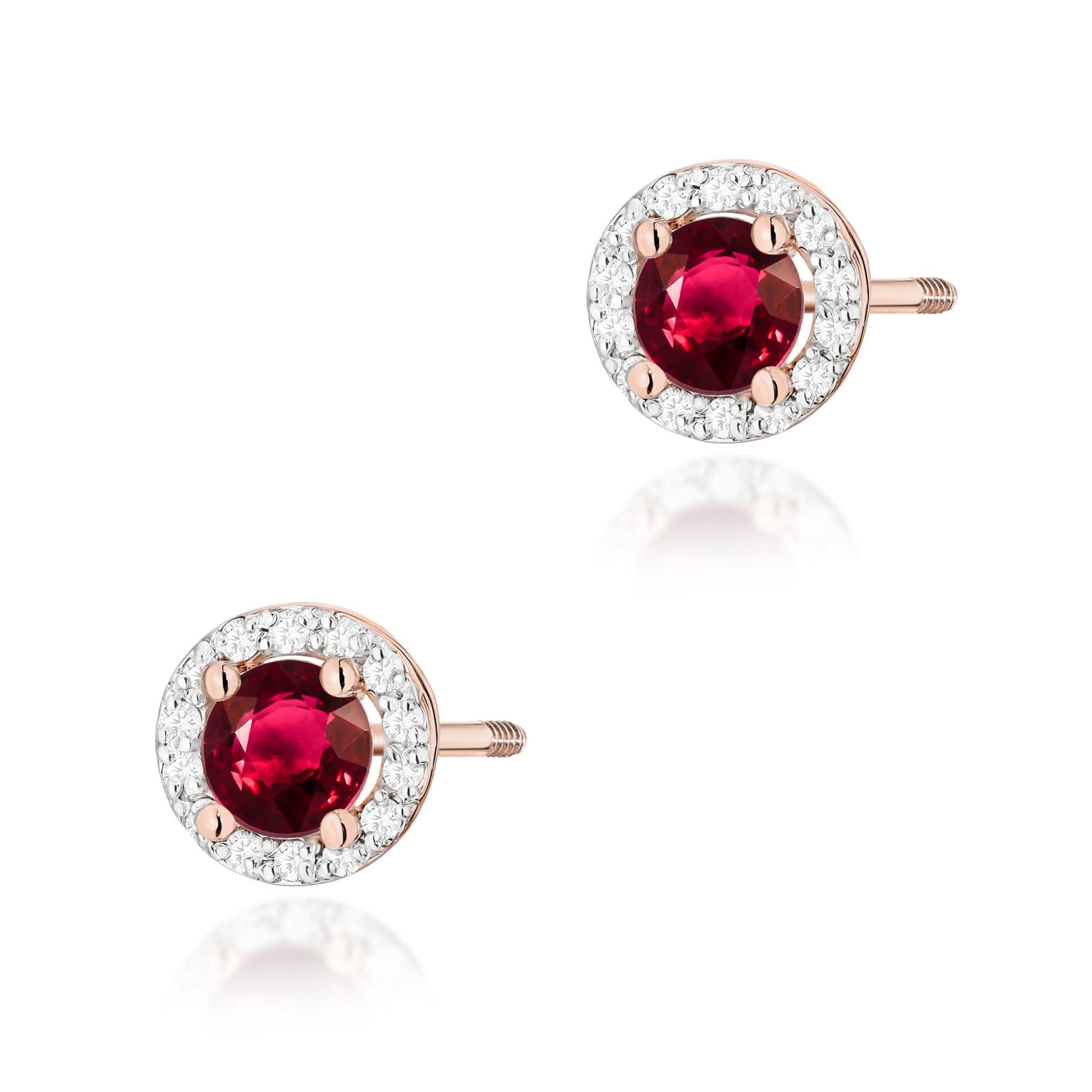 Cercei Aur 14K K0509 Ruby 2 x 0.60ct Cu Șurub