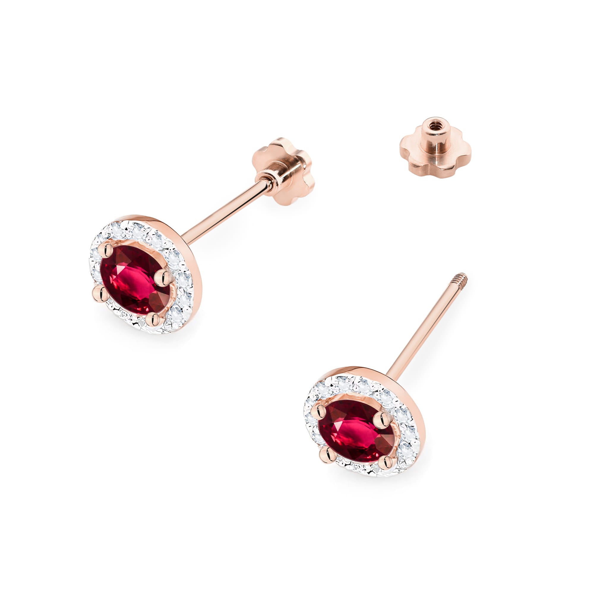 Cercei Aur 14K K0509 Ruby 2 x 0.60ct Cu Șurub