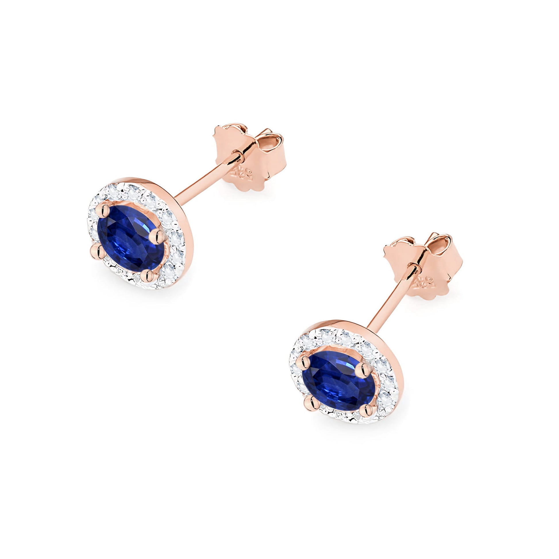 Cercei Aur 14K cu Safir 1.00 ct si Diamante Naturale 0.24 ct