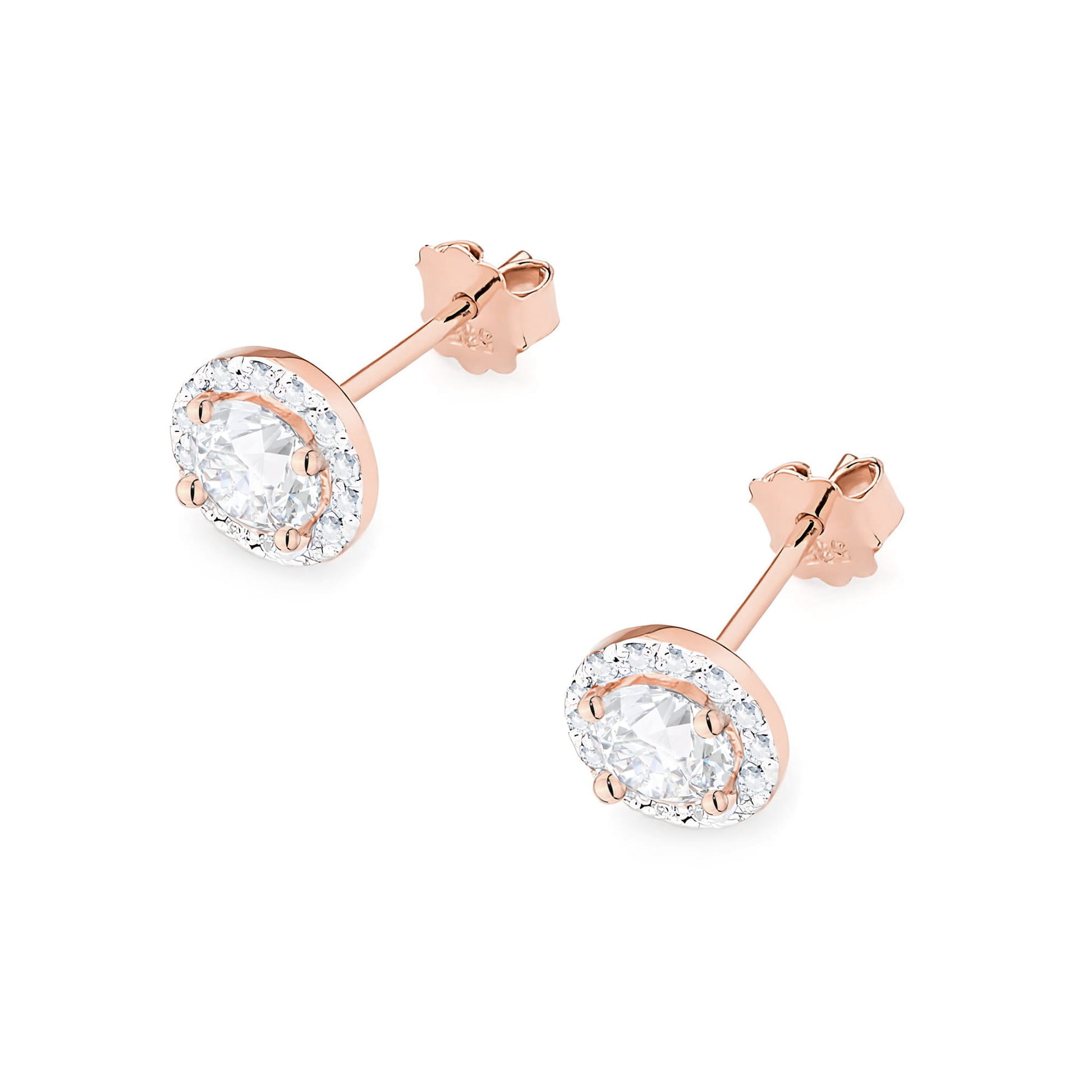 Cercei Aur 14K K0509 Safir Alb 2 x 0,60ct