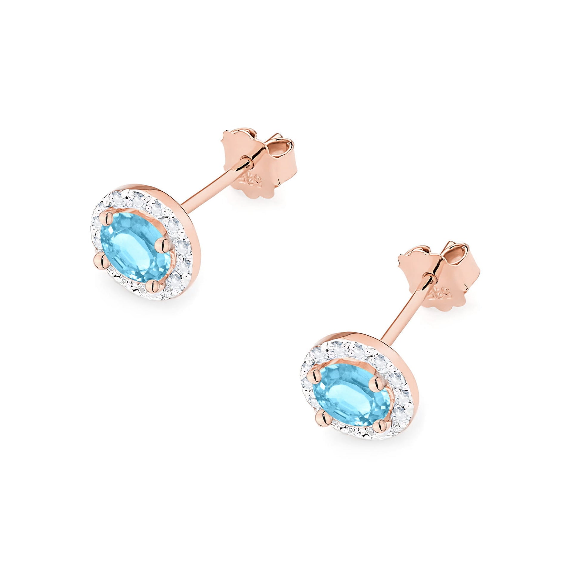 Cercei Aur 14K cu Topaz 1.00 ct si Diamante Naturale 0.24 ct