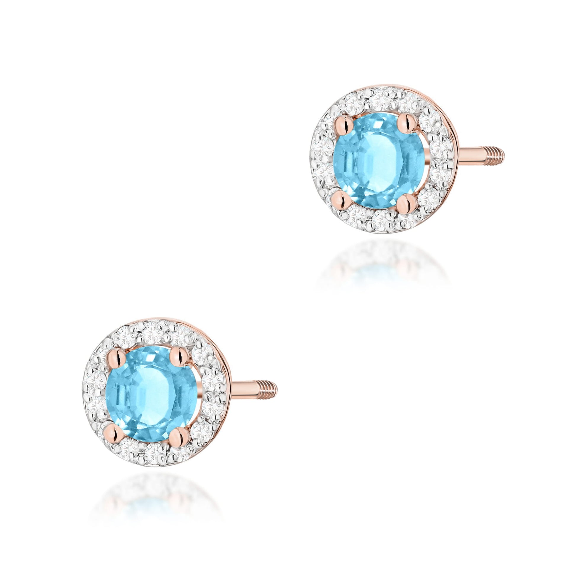 Cercei Aur 14K K0509 Topaz Swiss 2 x 0,50ct cu Diamante 0,241ct