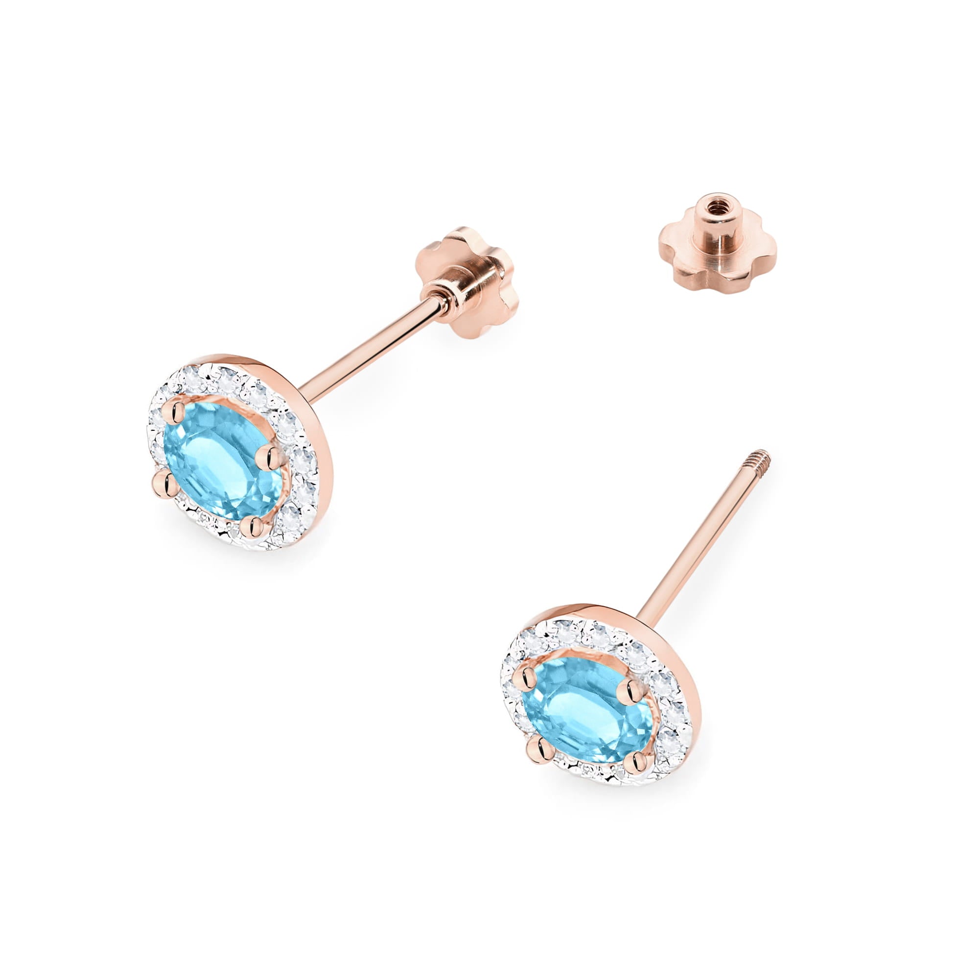 Cercei Aur 14K K0509 Topaz Swiss 2 x 0,50ct cu Diamante 0,241ct