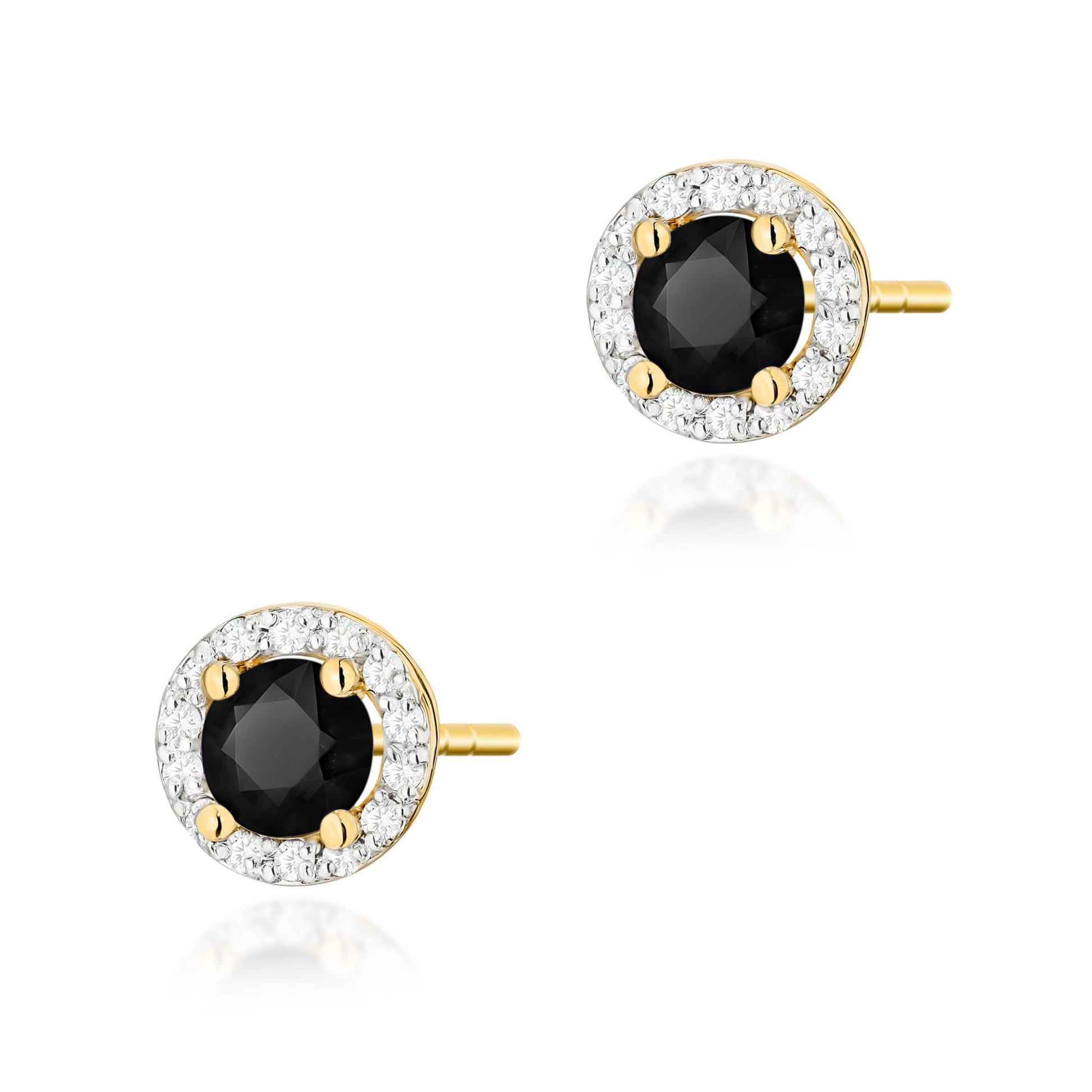 Cercei Aur 14K cu Diamant Negru 1.00 ct si Diamante Naturale 0.24 ct