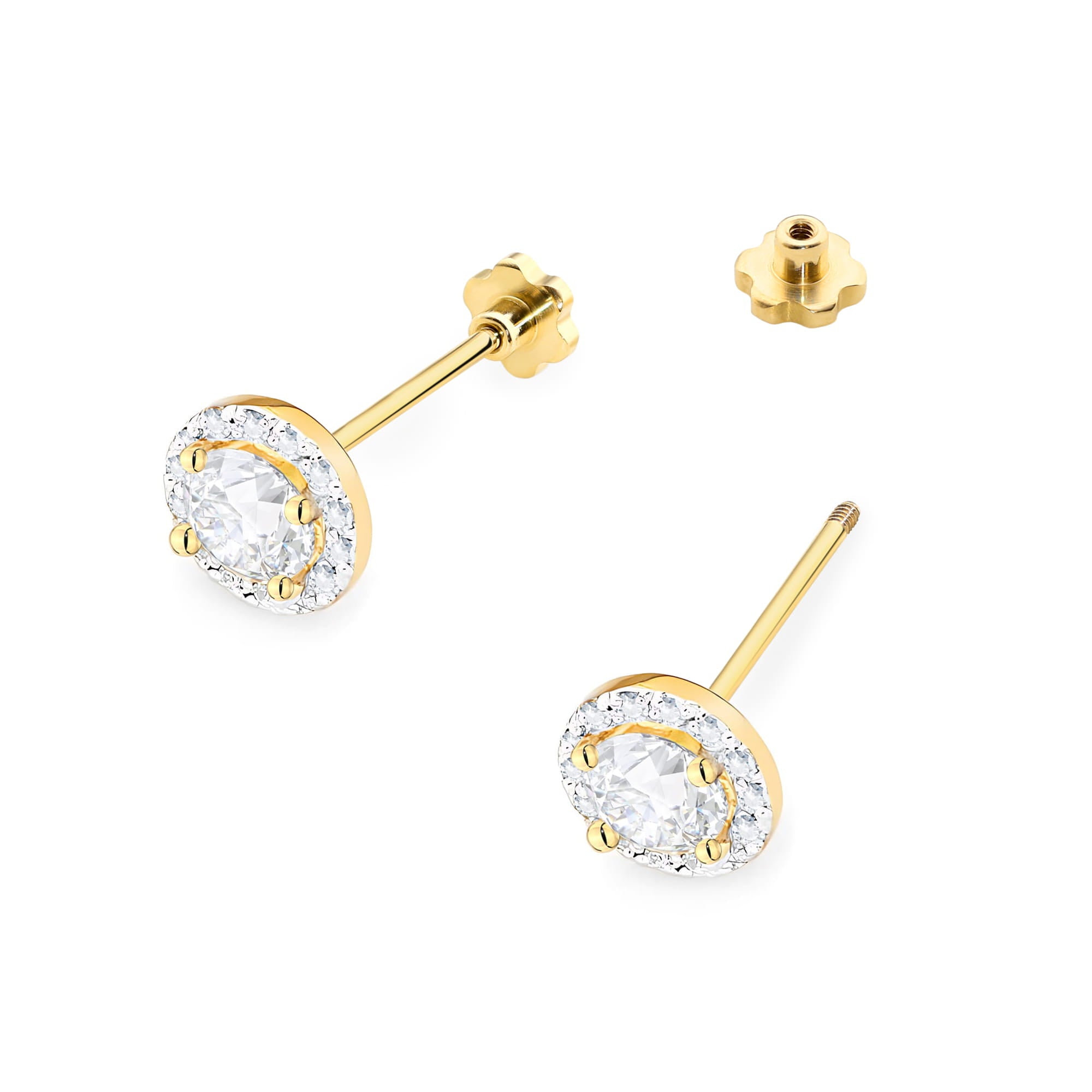 Cercei Aur 14K Diamant 2 x 0.50ct Șurub Stud K0509