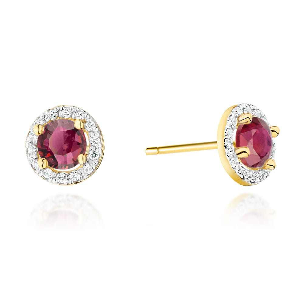 Cercei Aur 14K cu Rubin 1.20 ct si Diamante 0.24 ct