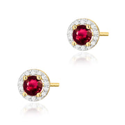 Cercei Aur 14K cu Rubin 1.20 ct si Diamante Naturale 0.24 ct