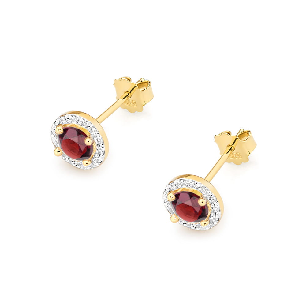 Cercei Aur 14K cu Rubin 1.20 ct si Diamante 0.24 ct