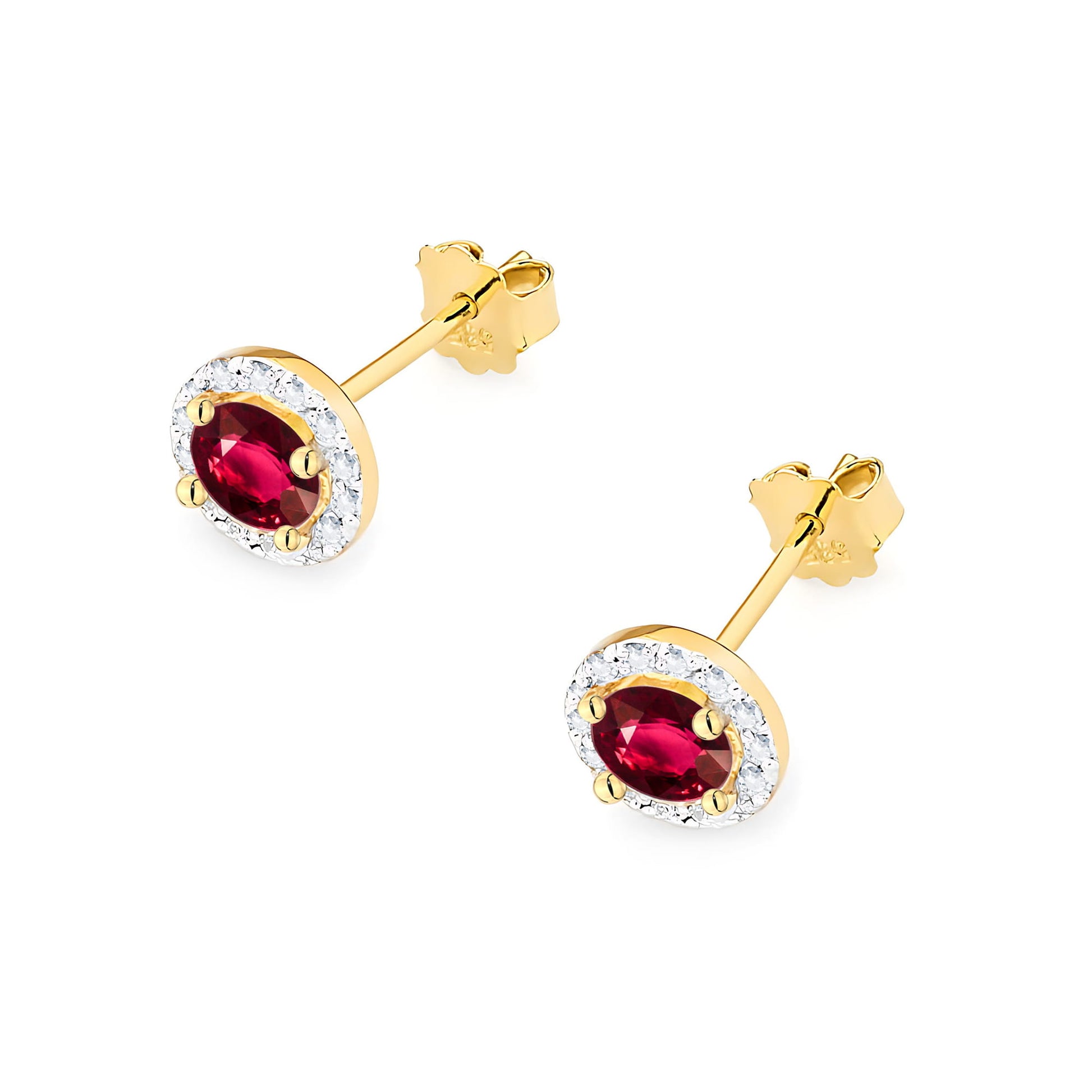 Cercei Aur 14K cu Rubin 1.20 ct si Diamante Naturale 0.24 ct