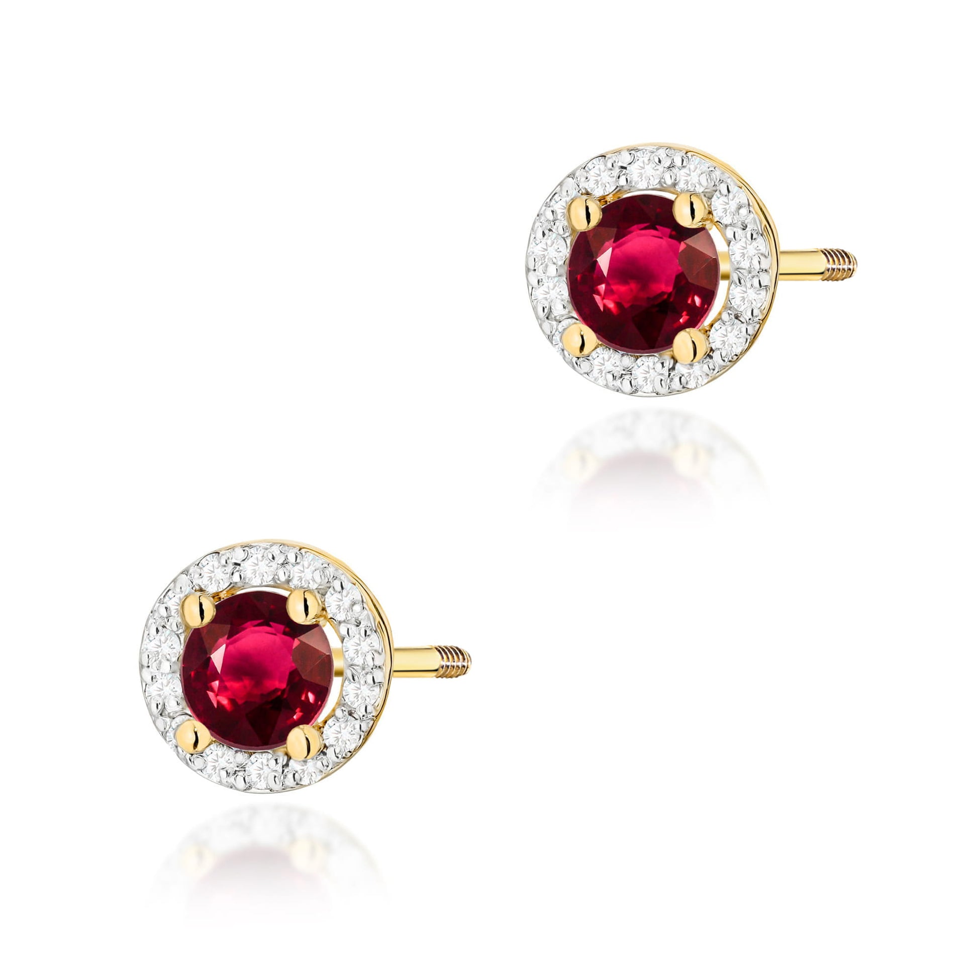 Cercei Aur 14K K0509 Ruby 2 x 0.60ct Cu Șurub