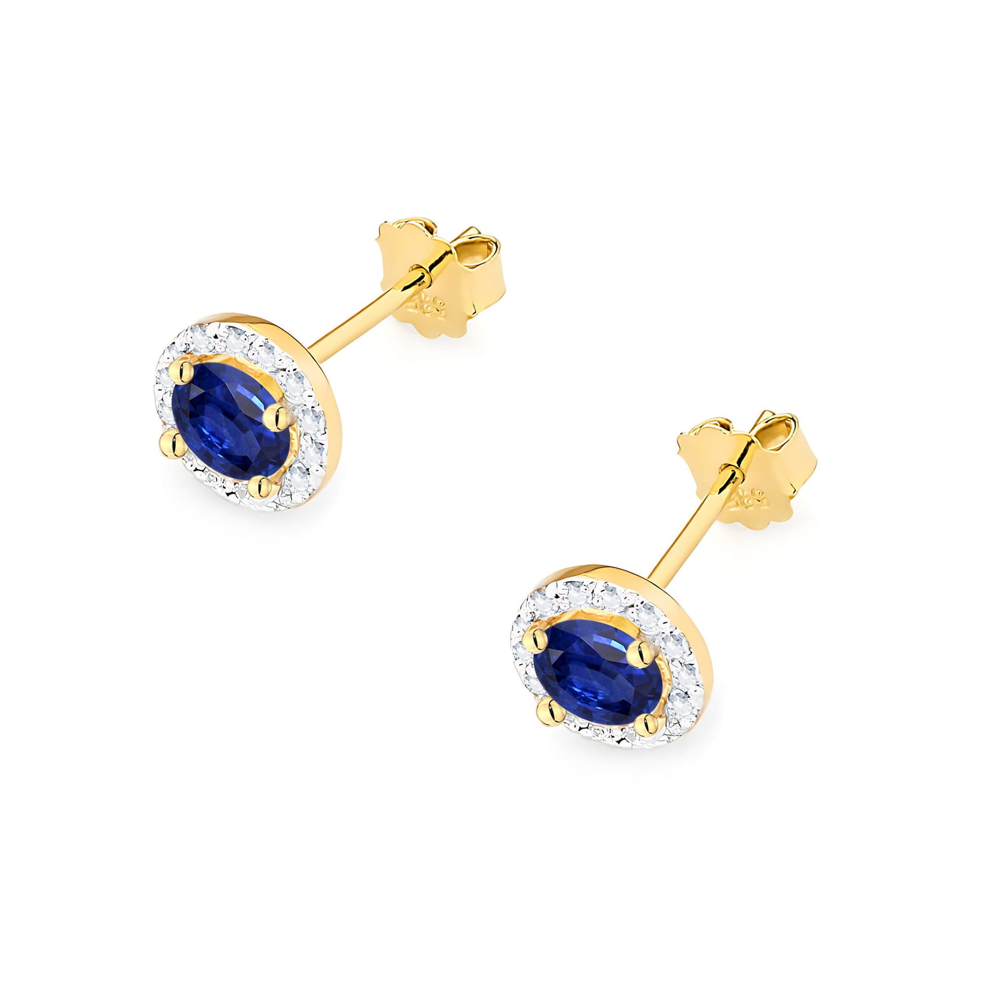 Cercei Aur 14K cu Safir 1.00 ct si Diamante Naturale 0.24 ct