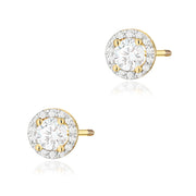 Cercei Aur 14K K0509 cu Safir Alb și Diamante 0,241ct