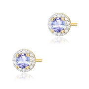 Cercei Aur 14K K0509 Tanzanit 2 x 0,50ct cu Diamante 0,241ct