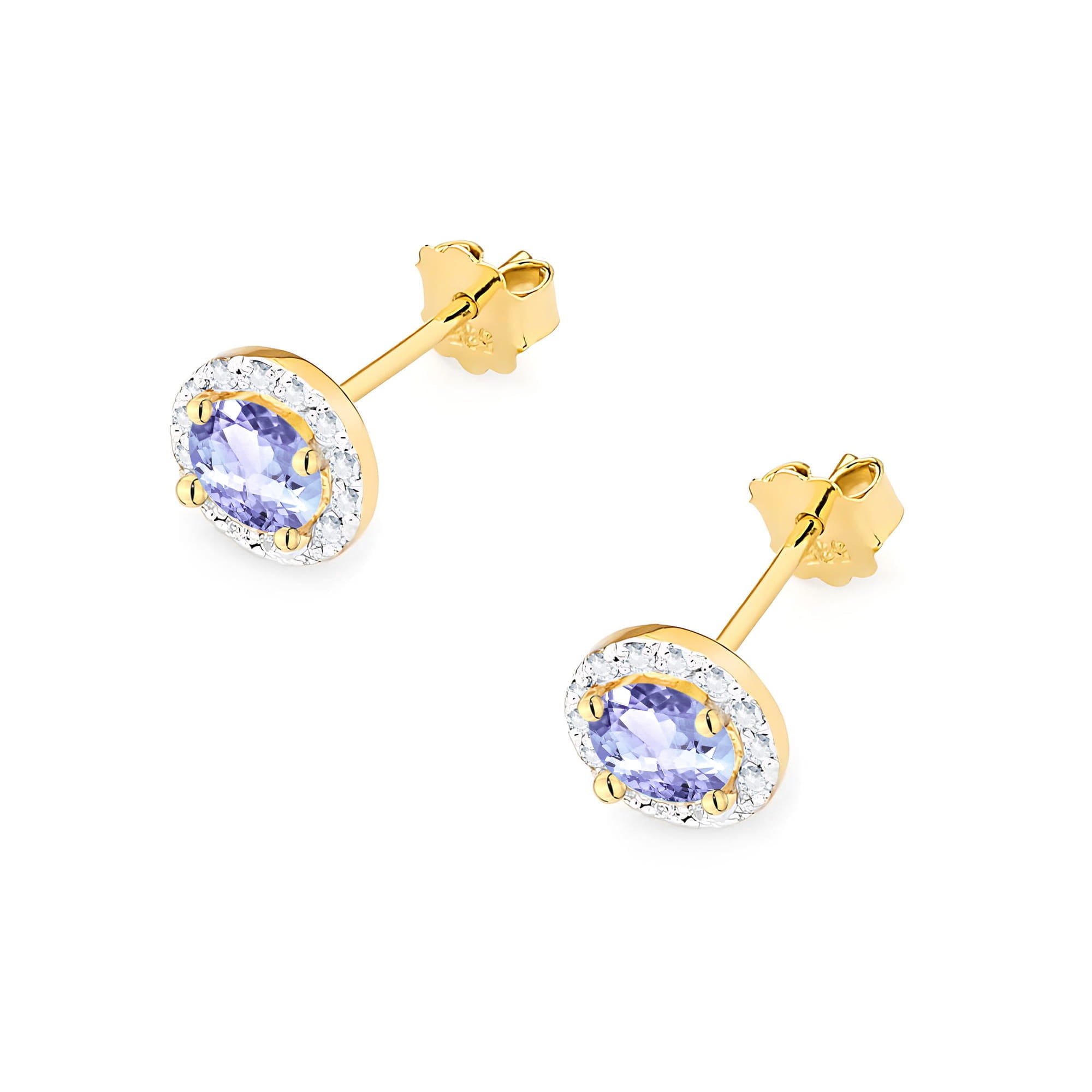 Cercei Aur 14K K0509 Tanzanit 2 x 0,50ct cu Diamante 0,241ct