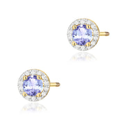Cercei Aur 14K K0509 Tanzanit 2 x 0,50ct cu Diamante 0,241ct