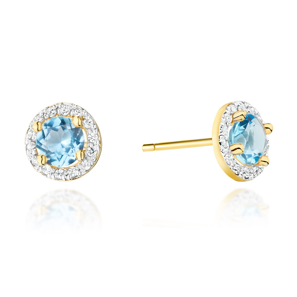 Cercei Aur 14K cu Topaz 1.00 ct si Diamante 0.24 ct