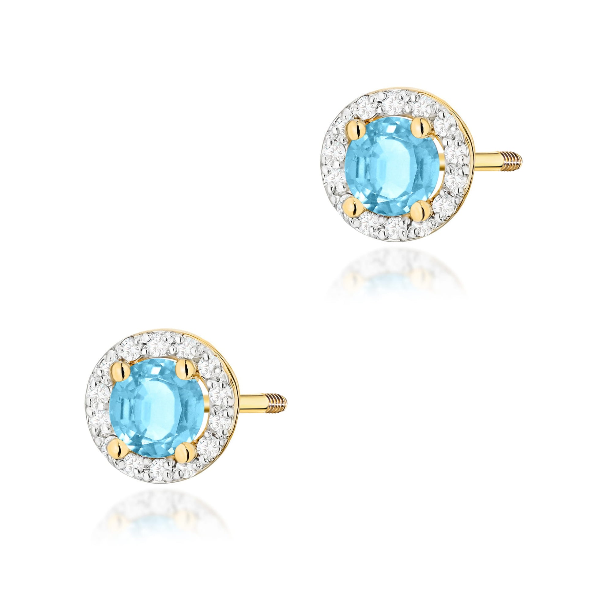 Cercei Aur 14K K0509 Topaz Swiss 2 x 0,50ct cu Diamante 0,241ct