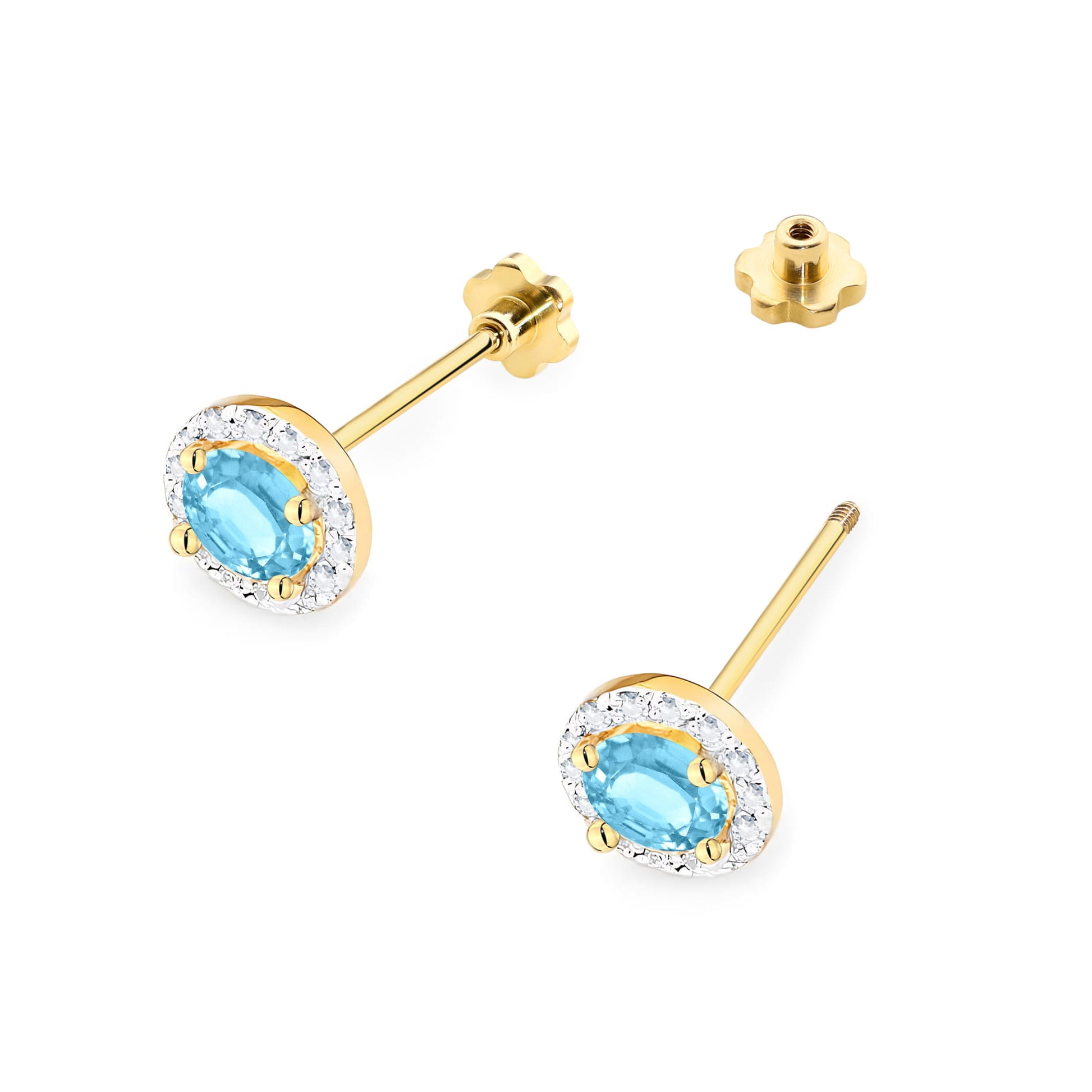 Cercei Aur 14K K0509 Topaz Swiss 2 x 0,50ct cu Diamante 0,241ct