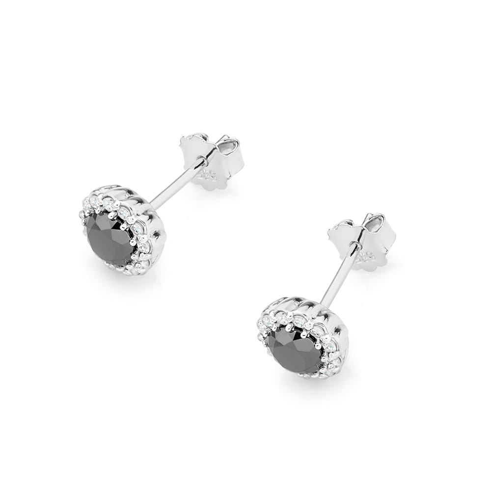 Cercei Aur 14K cu Diamant Negru 1.00 ct si Diamante 0.20 ct