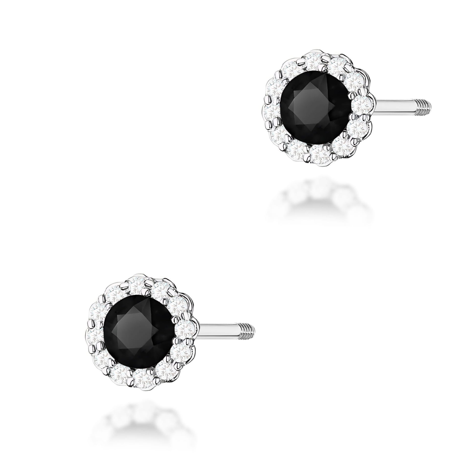 Cercei Diamante Negre Aur 14K K0510 - Șurub Stud