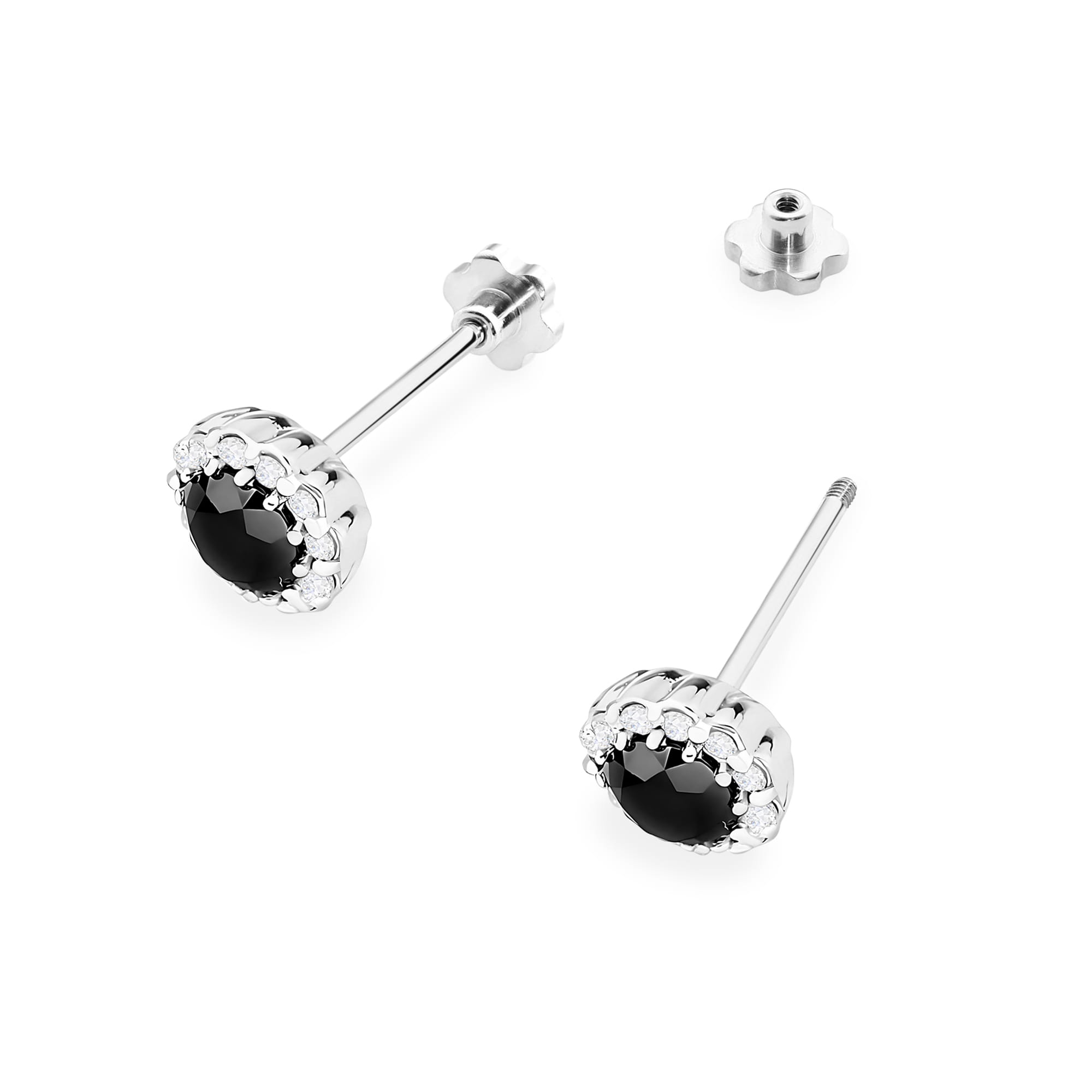 Cercei Diamante Negre Aur 14K K0510 - Șurub Stud