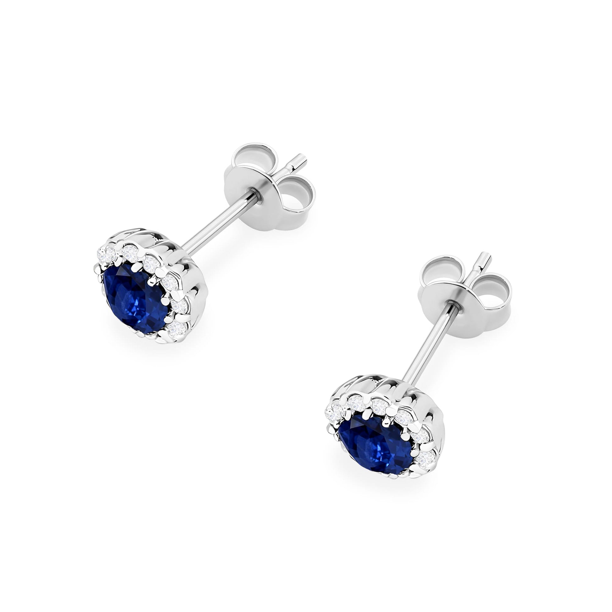 Cercei Aur 14K K0510 cu Safire și Diamante