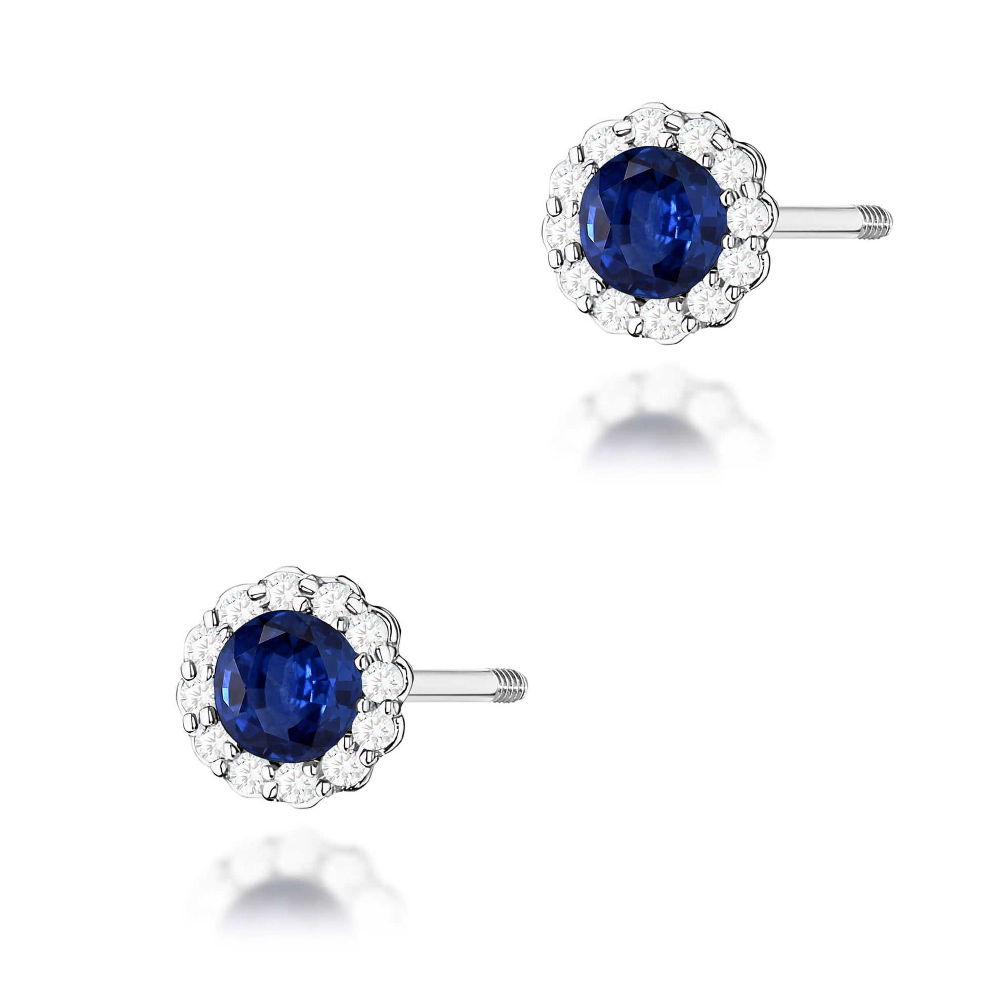 Cercei Aur 14K K0510 Safir 2 x 0.50ct Cu Șurub