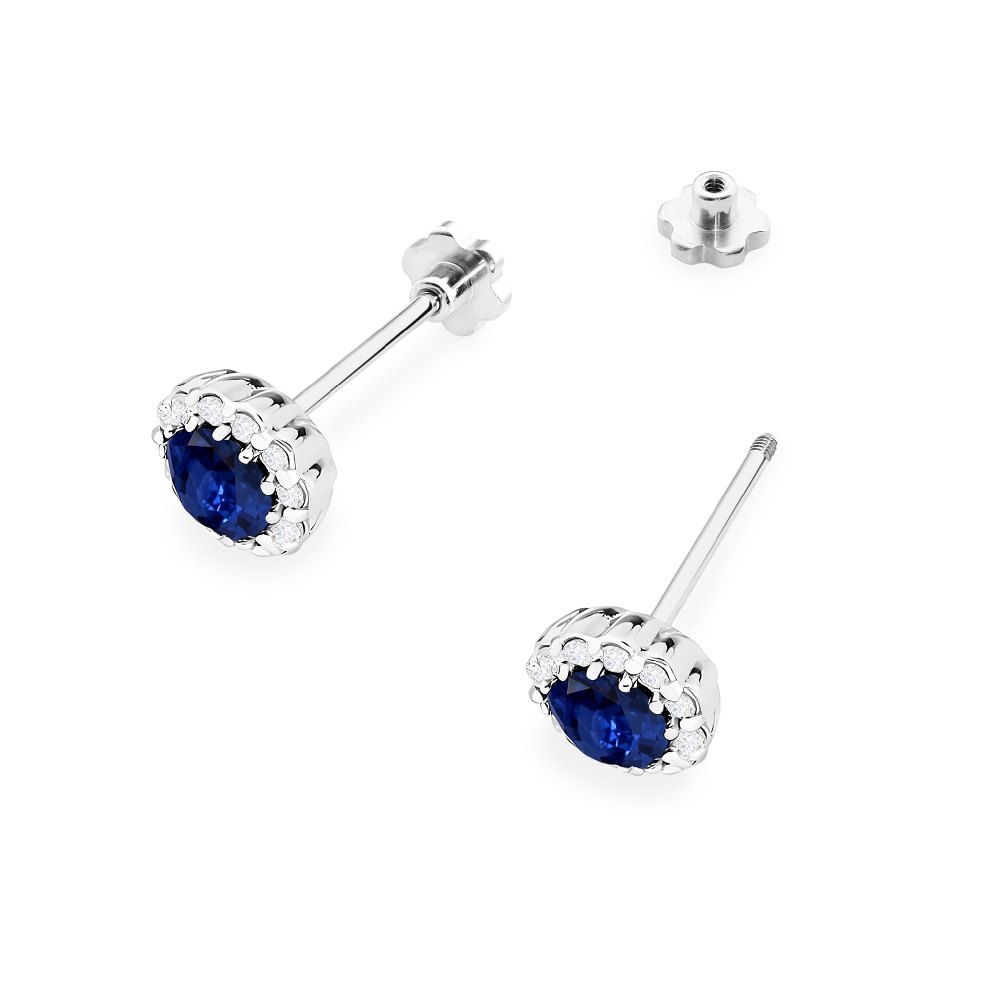 Cercei Aur 14K K0510 Safir 2 x 0.50ct Cu Șurub