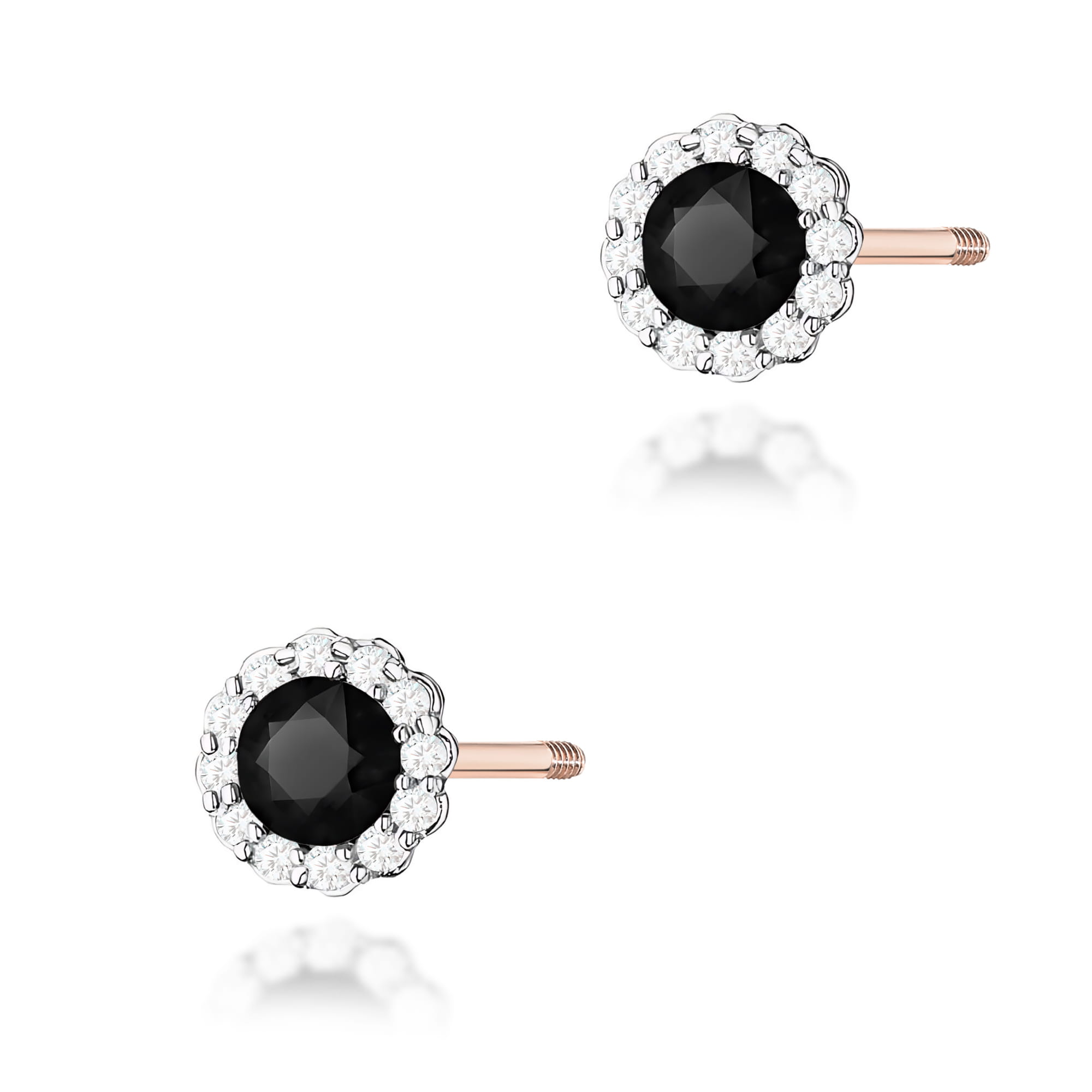 Cercei Diamante Negre Aur 14K K0510 - Șurub Stud