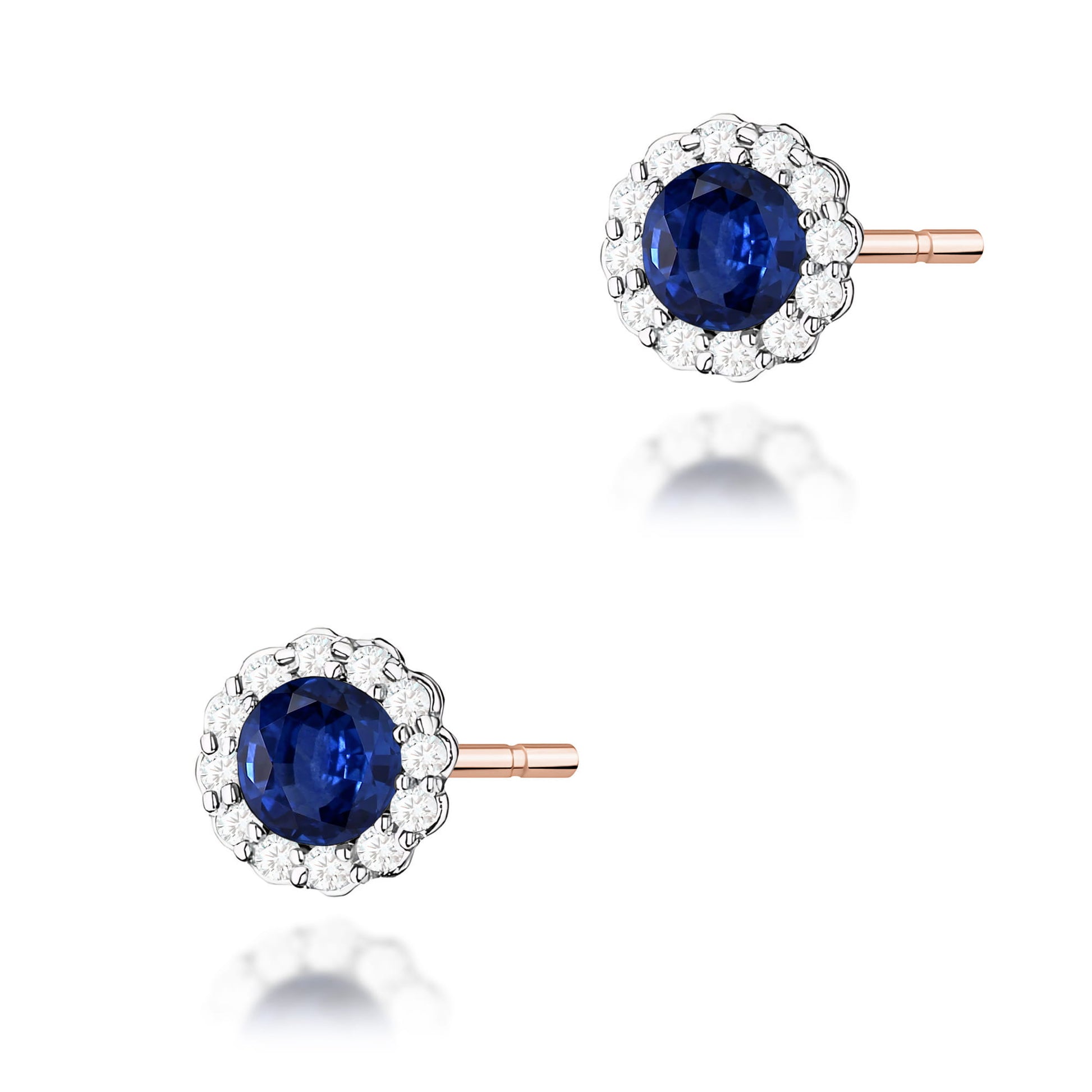 Cercei Aur 14K K0510 cu Safire și Diamante