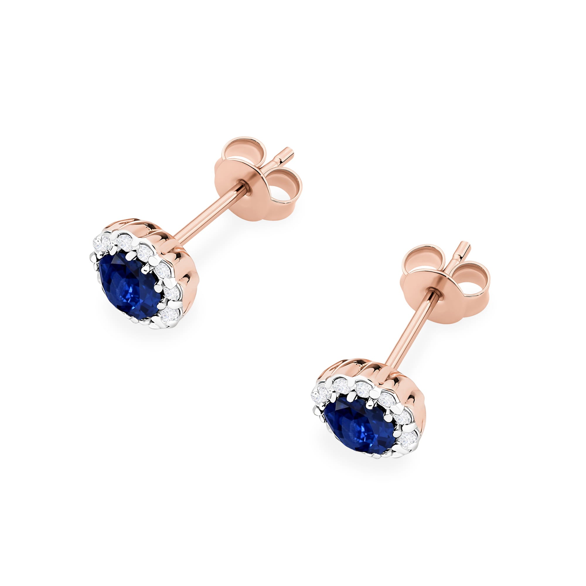 Cercei Aur 14K K0510 cu Safire și Diamante