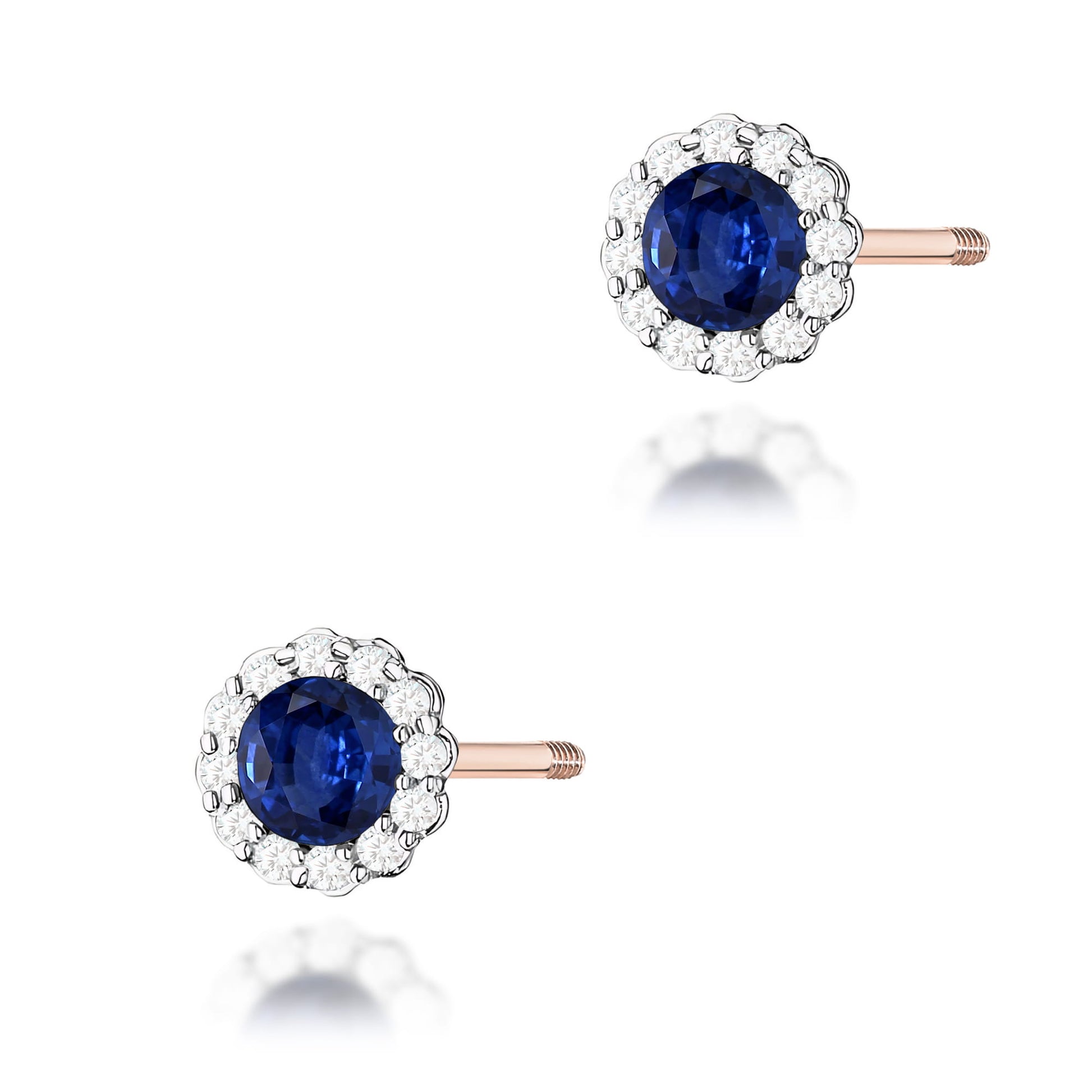 Cercei Aur 14K K0510 Safir 2 x 0.50ct Cu Șurub
