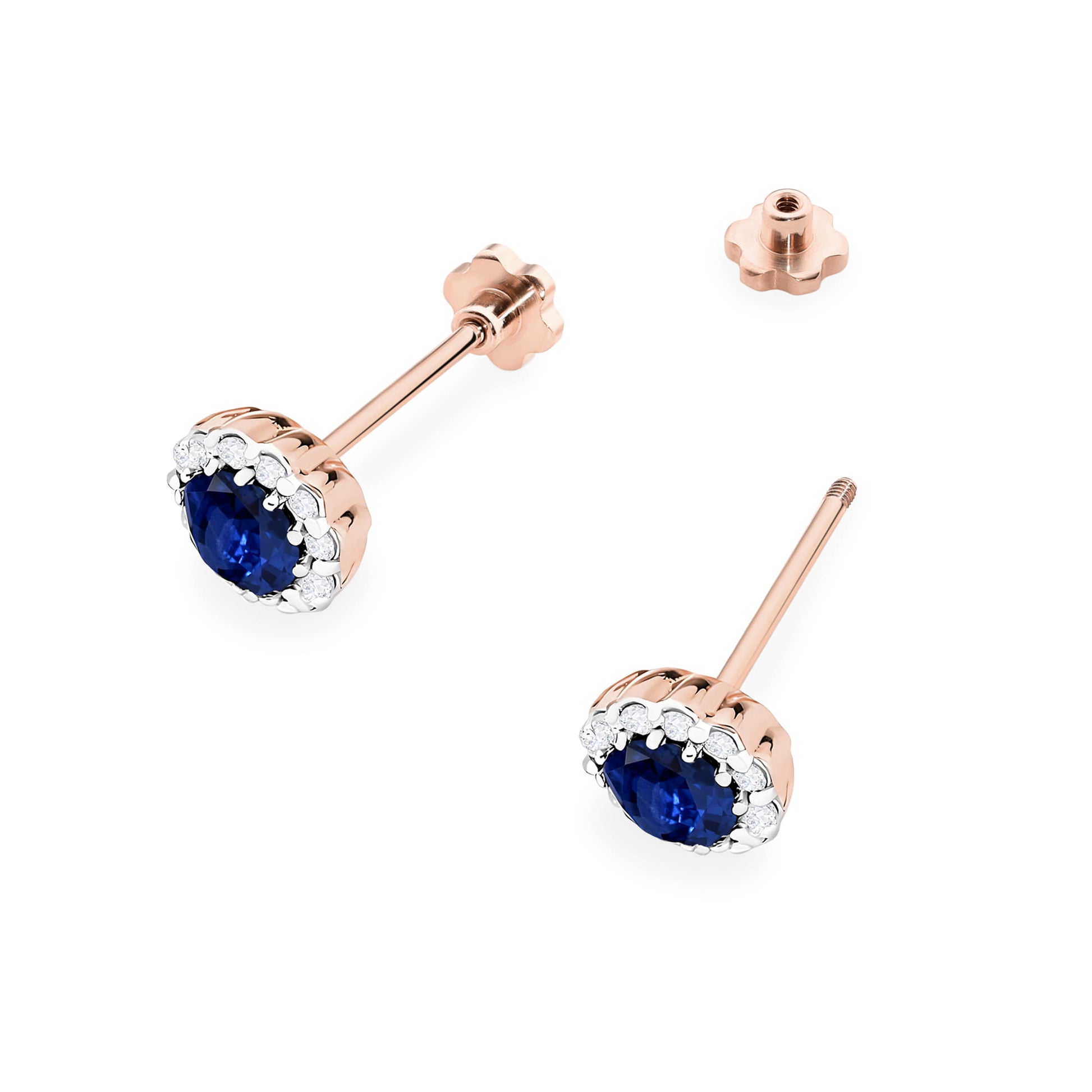 Cercei Aur 14K K0510 Safir 2 x 0.50ct Cu Șurub