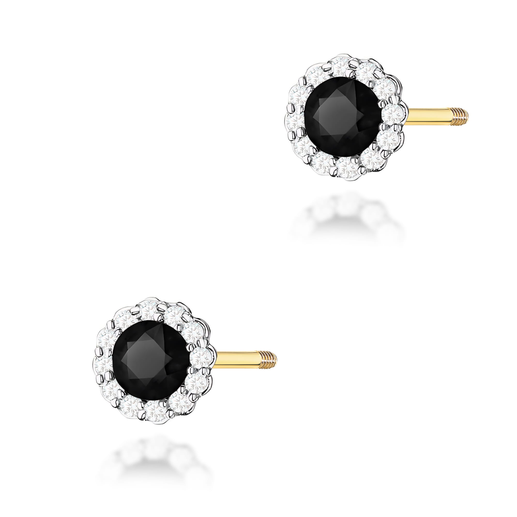 Cercei Diamante Negre Aur 14K K0510 - Șurub Stud