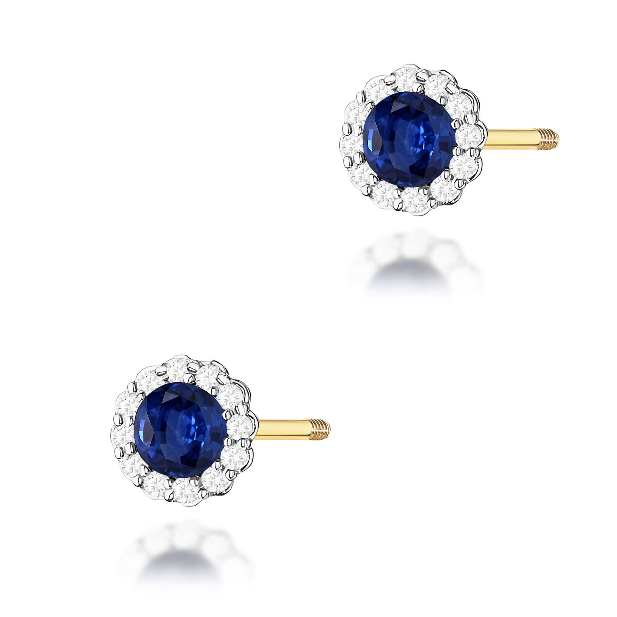 Cercei Aur 14K K0510 Safir 2 x 0.50ct Cu Șurub