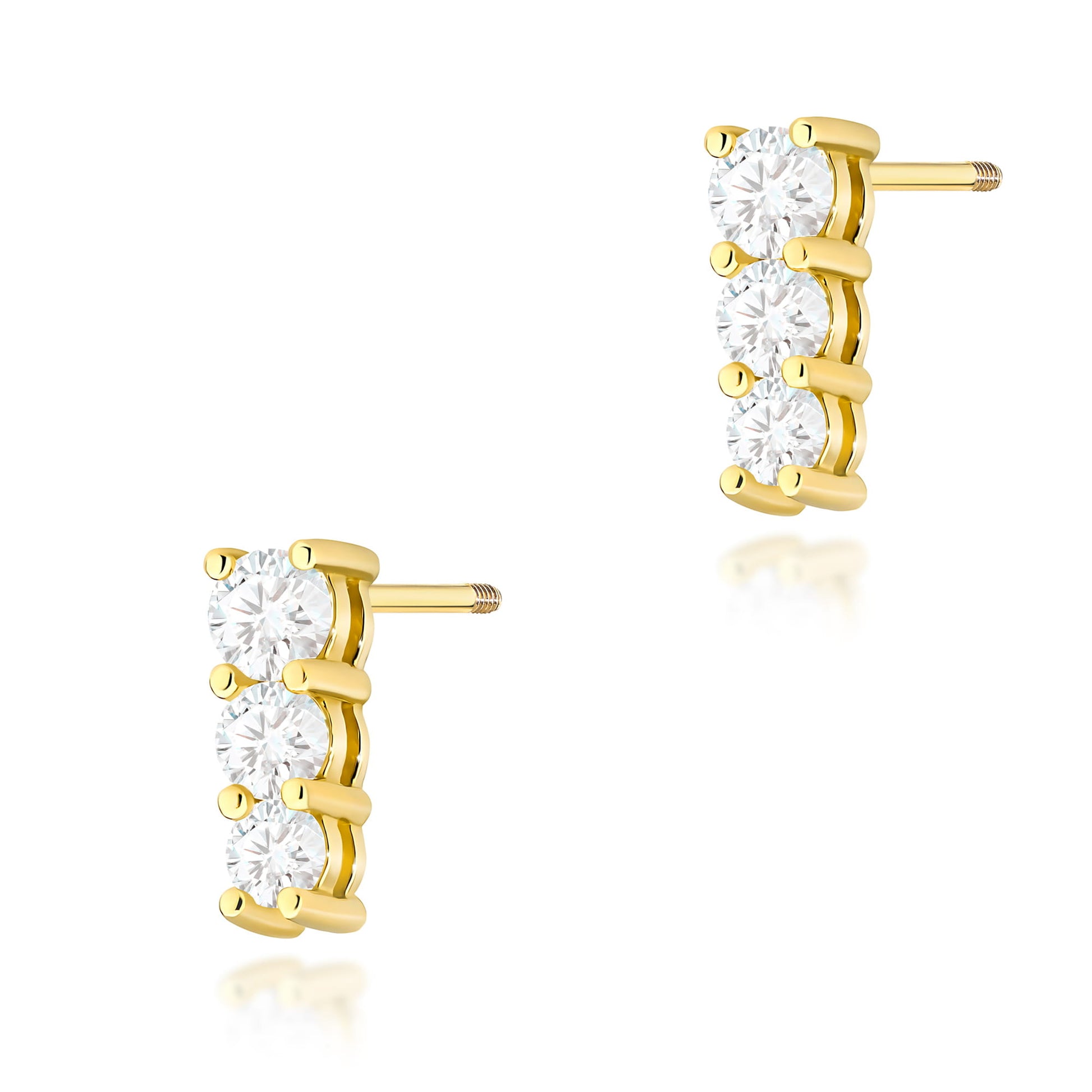 Cercei Diamante Aur 14K Studuri cu Șurub K0511