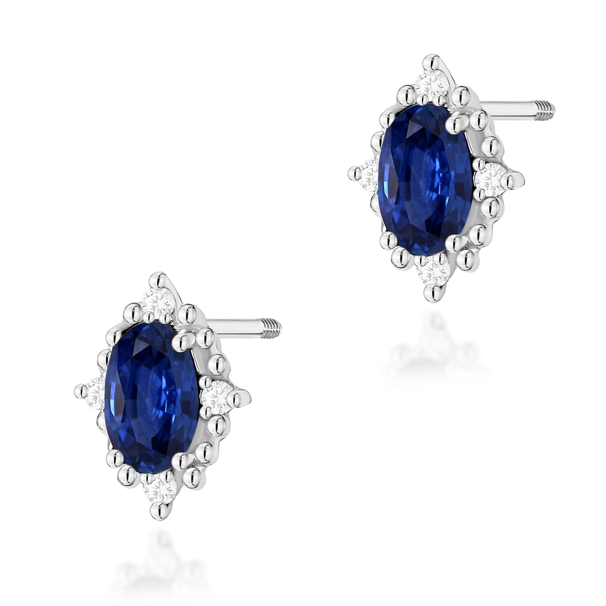 Cercei Aur 14K K0512 cu Safire și Diamante